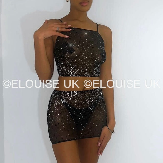 MESH RHINESTONE TWO PIECE - SPARKLY ANGEL SET