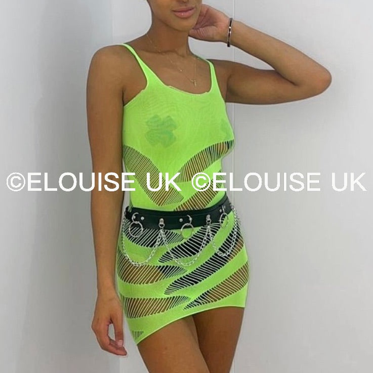 SLASH DRESS - NEON GREEN