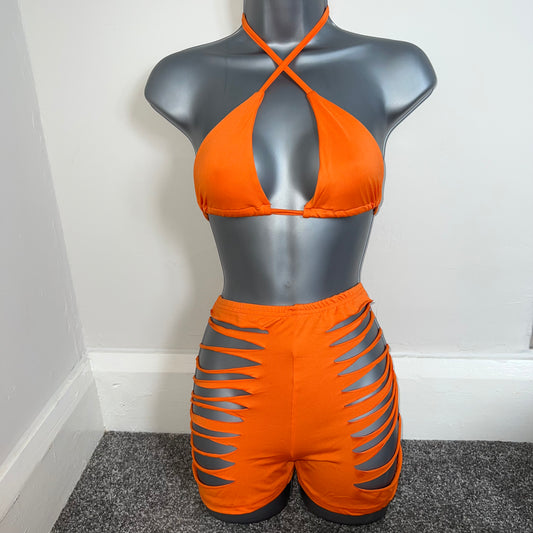 ORANGE CHOPPY TWO PIECE