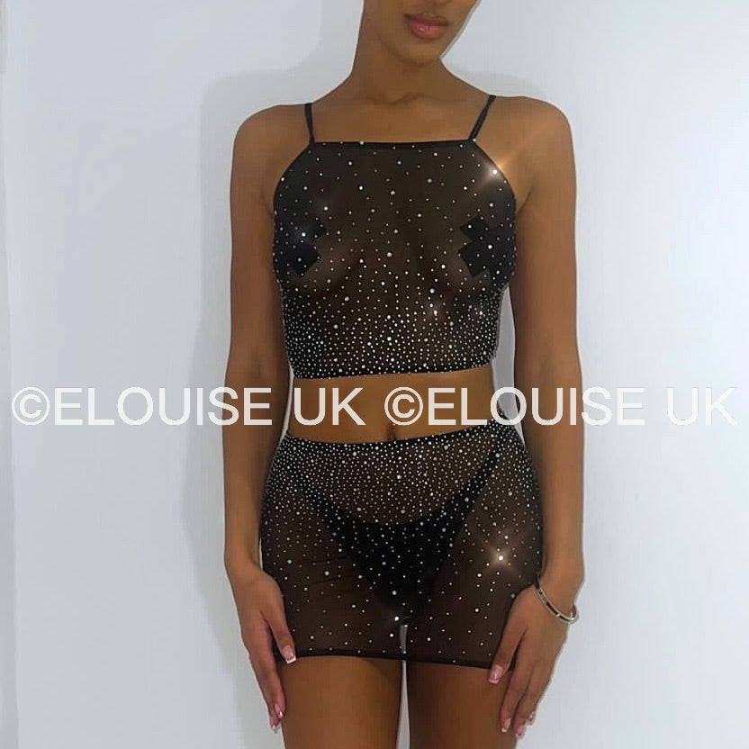 MESH RHINESTONE TWO PIECE - SPARKLY ANGEL SET