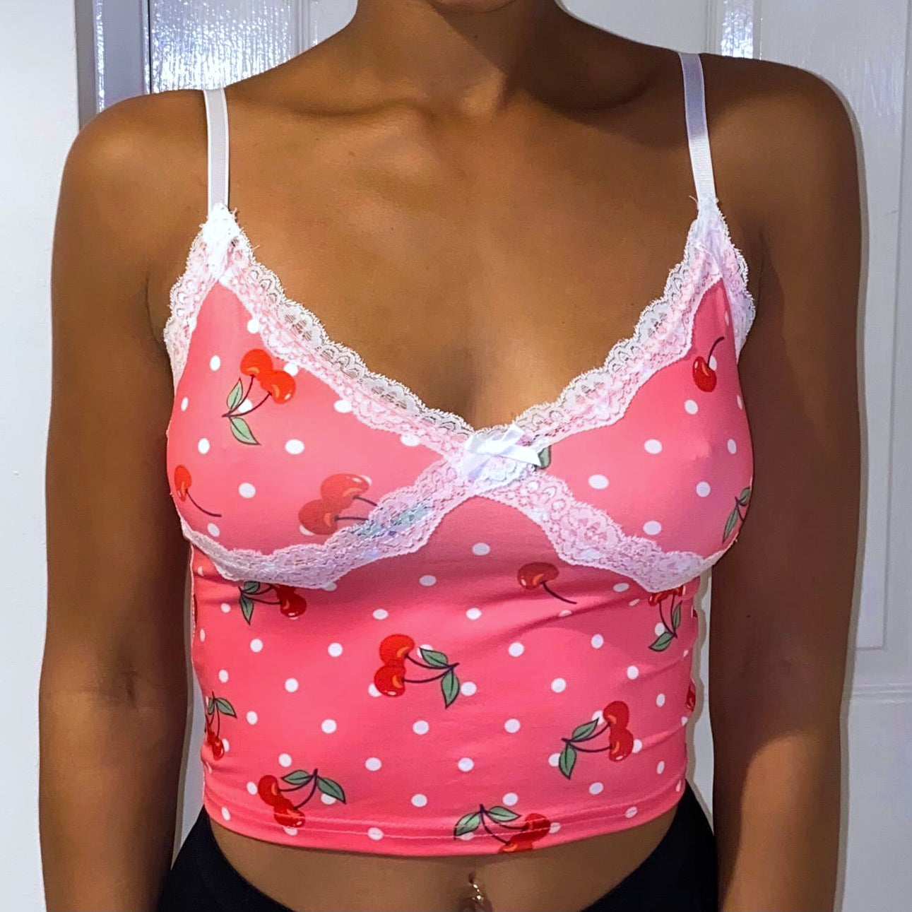 CHERRY CAMI CROP TOP