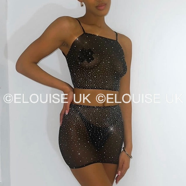 MESH RHINESTONE TWO PIECE - SPARKLY ANGEL SET