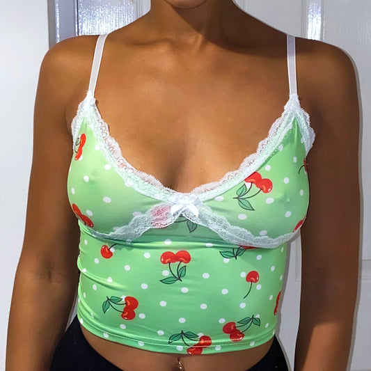 CHERRY CAMI CROP TOP