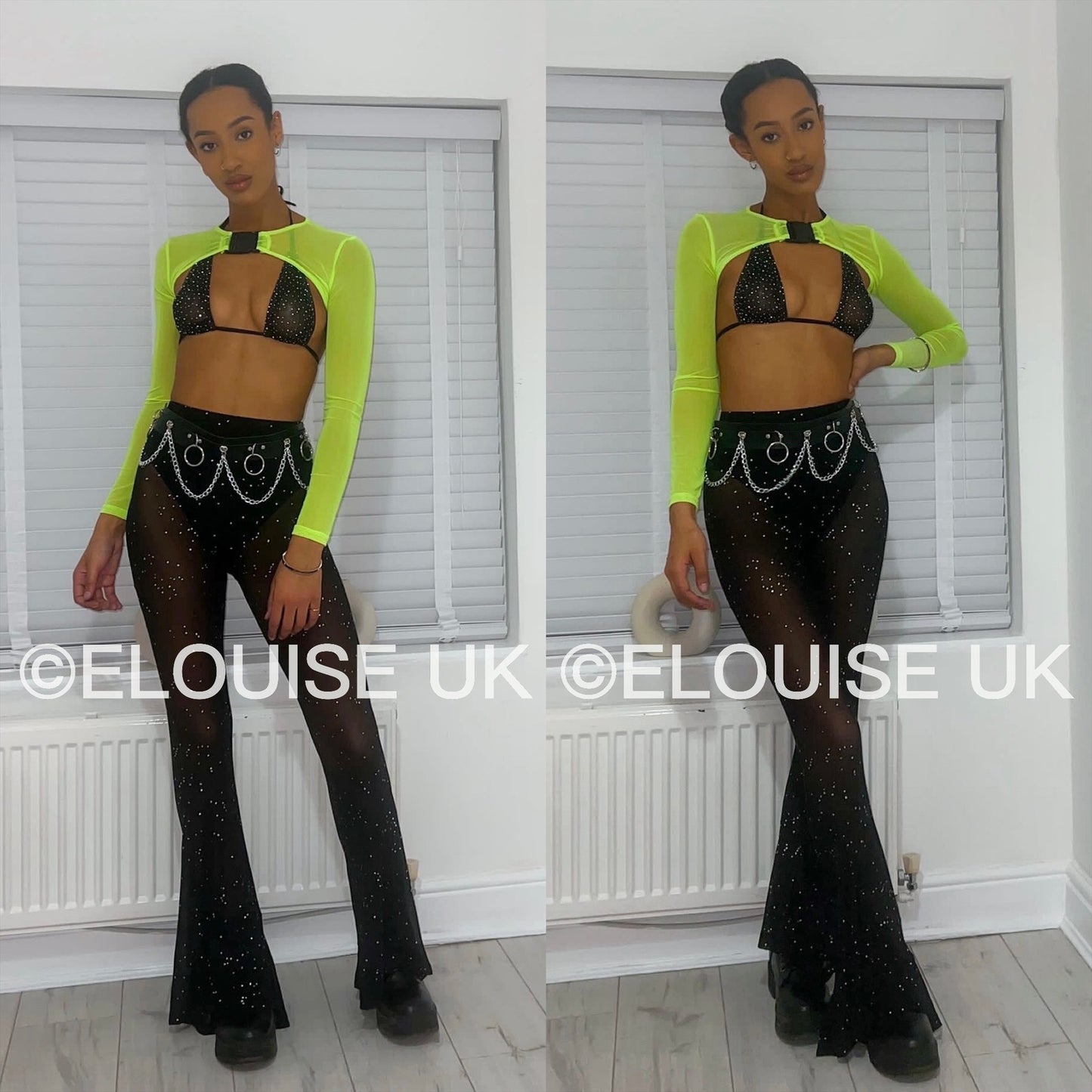 DIAMANTÉ MESH TROUSERS