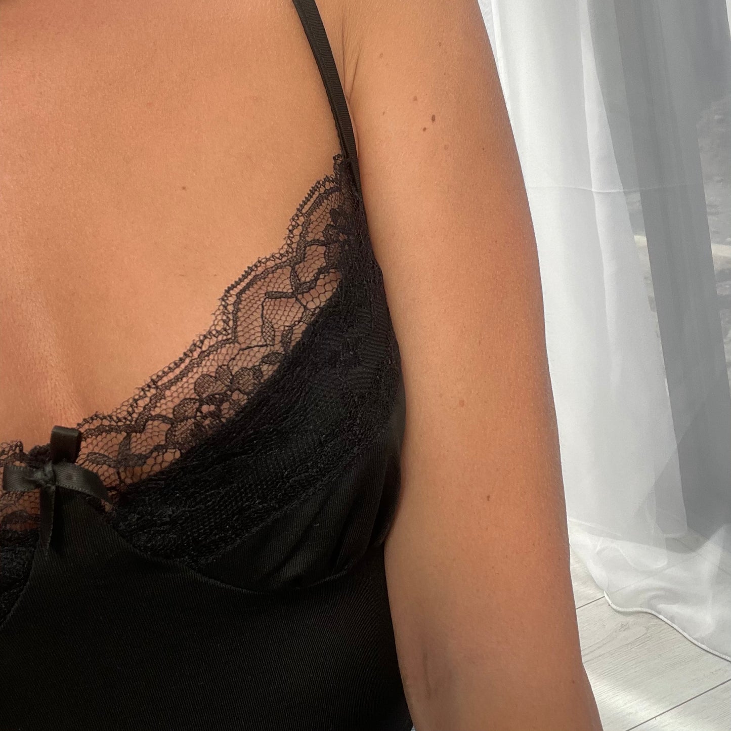 black lace cami crop top