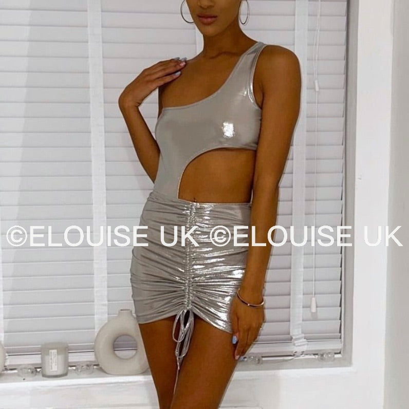 “CHLOE” METALLIC TWO PIECE - SILVER