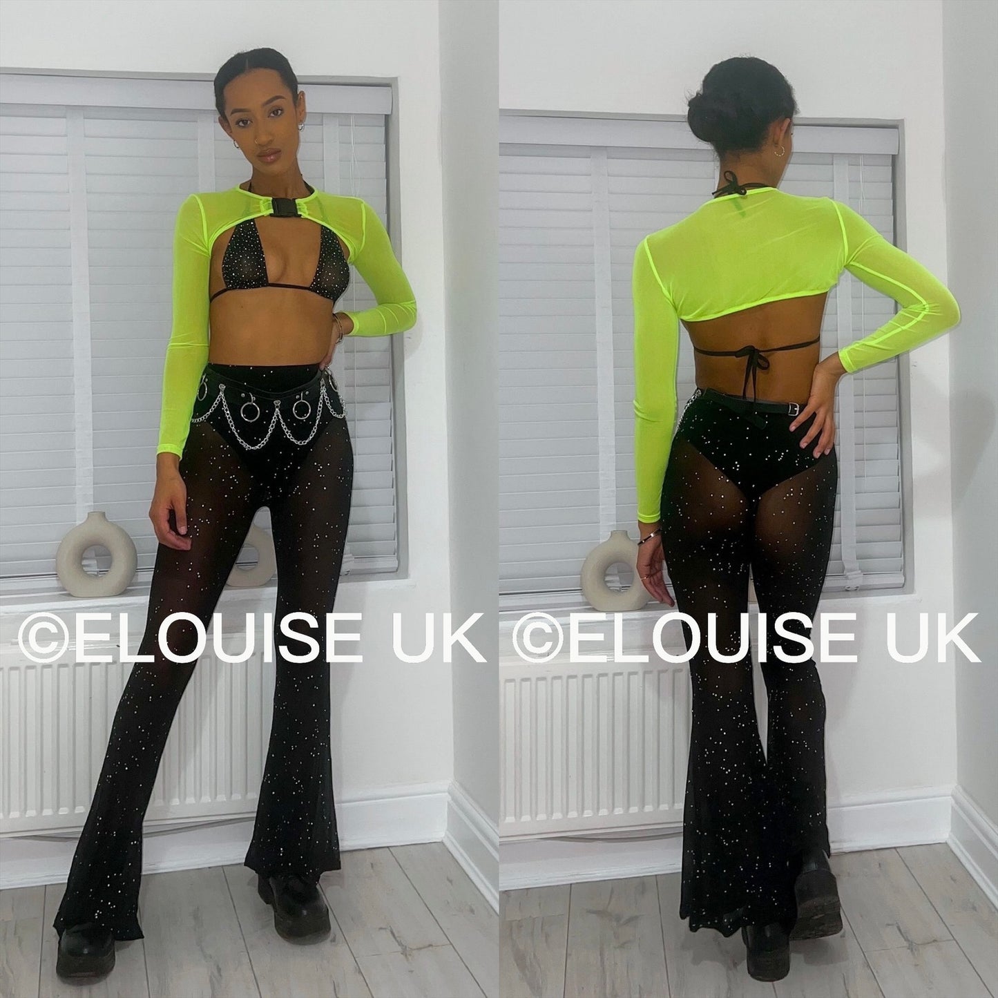 MESH BUCKLE EXTREME CROP TOP - NEON