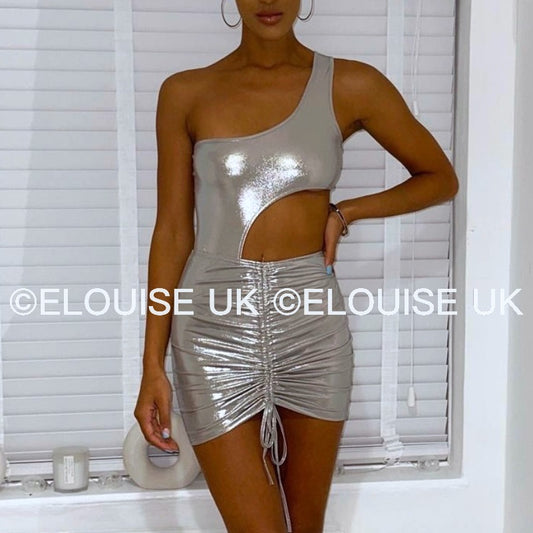 “CHLOE” METALLIC TWO PIECE - SILVER