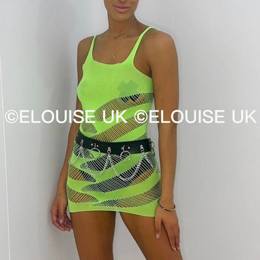 SLASH DRESS - NEON GREEN