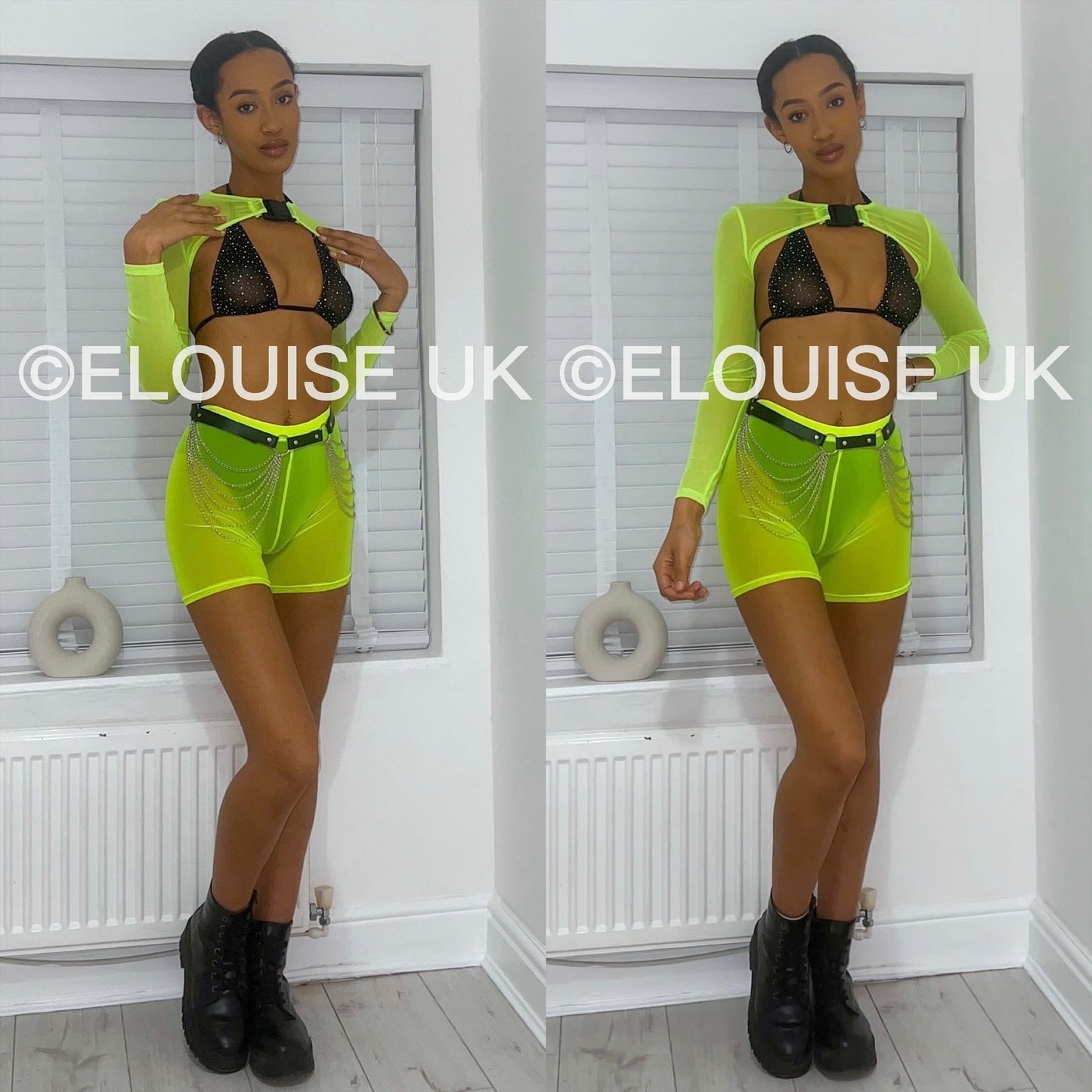 MESH BUCKLE EXTREME CROP TOP - NEON