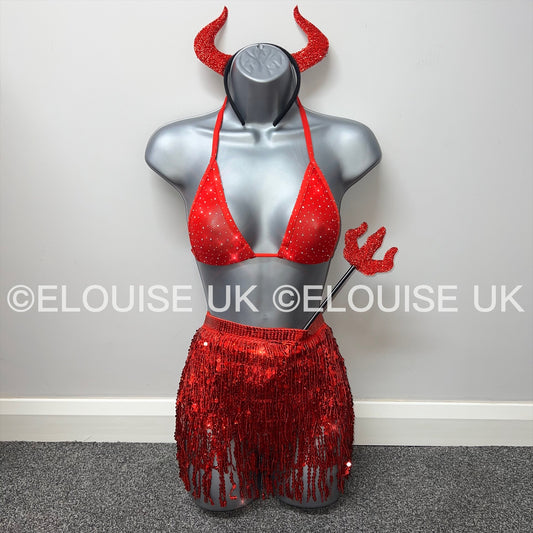 DEVIL OUTFIT RED DEVIL INSPIRED TWO PIECE HALLOWEEN COSTUME