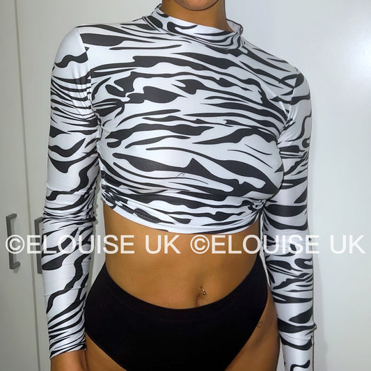 ZEBRA OPEN BACK CROP TOP