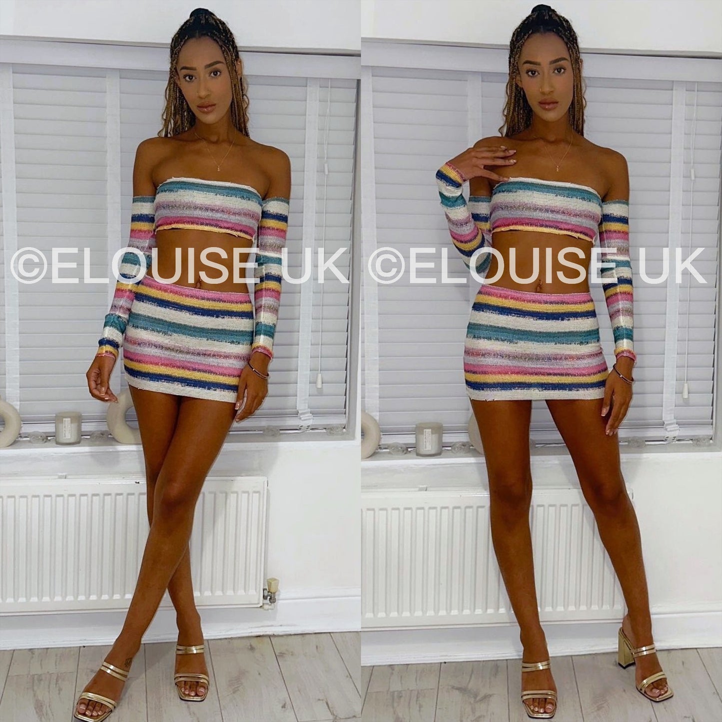 “LEXI” COLOURFUL STRIPE TWO PIECE