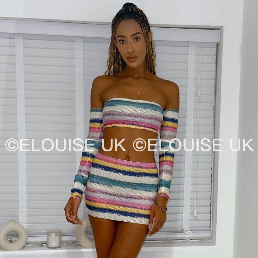 “LEXI” COLOURFUL STRIPE TWO PIECE