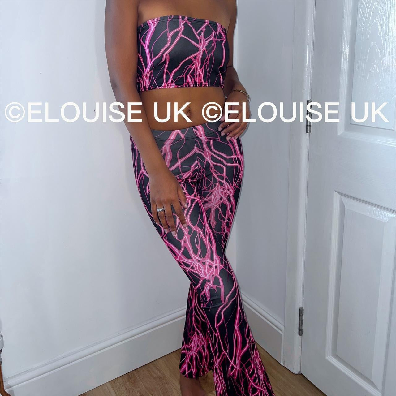 Festival Two Piece Lightning Print Co Ord Festival Rave Outfit