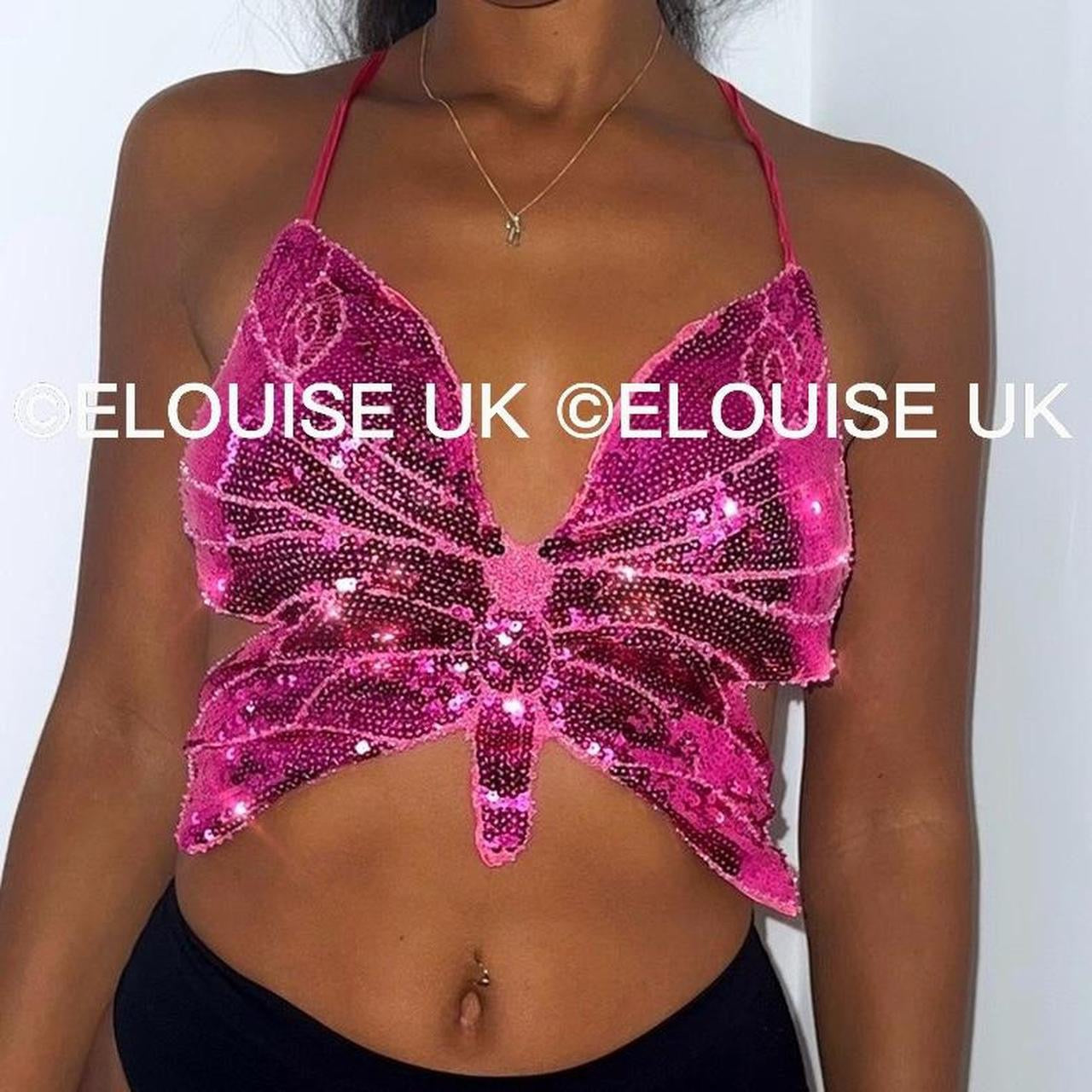 butterfly sequin festival crop top