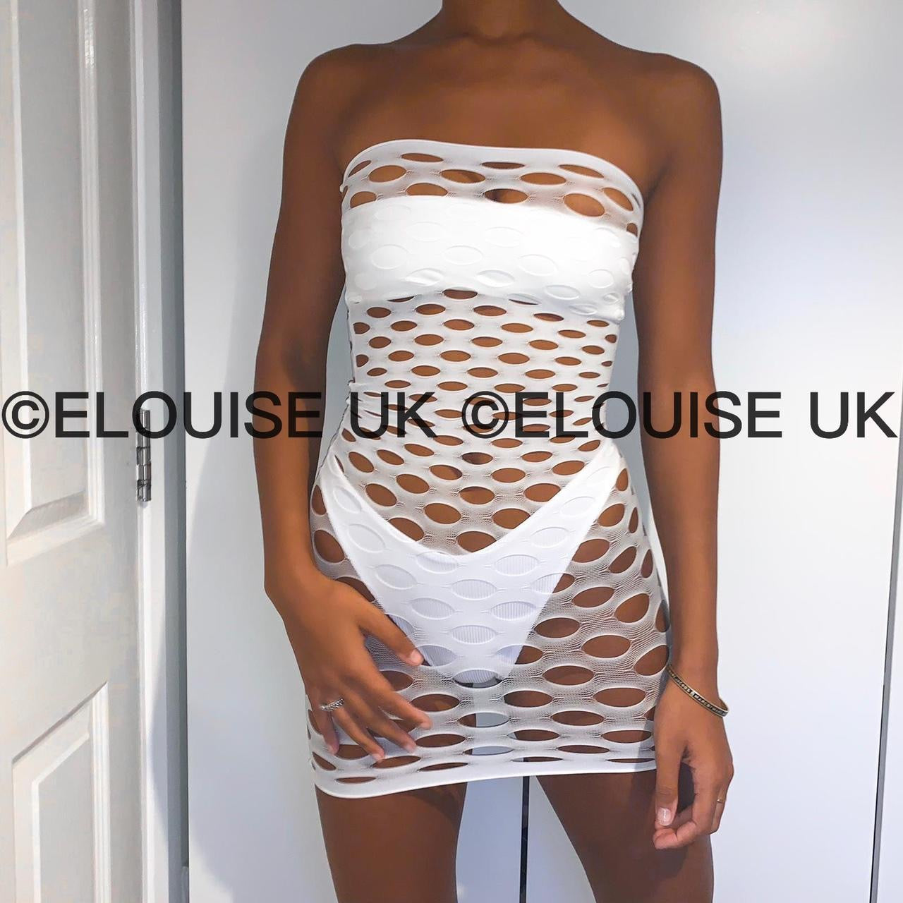 white fishnet festival dress outfit