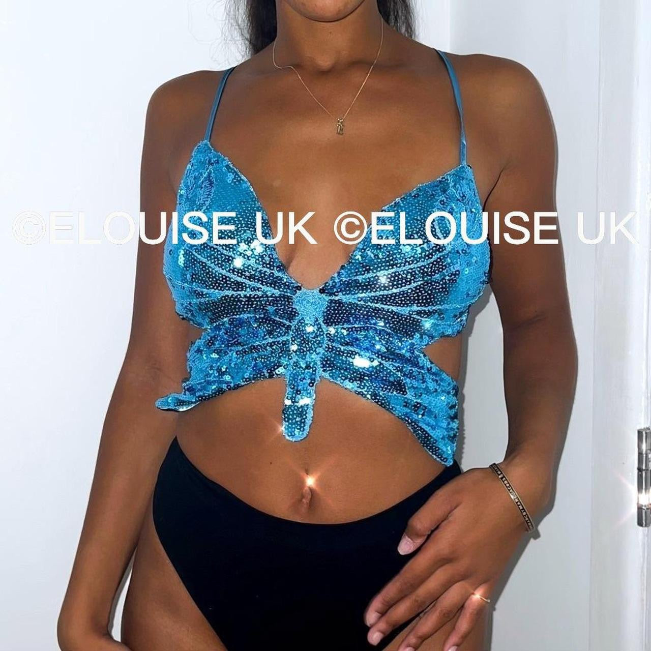 butterfly sequin festival crop top