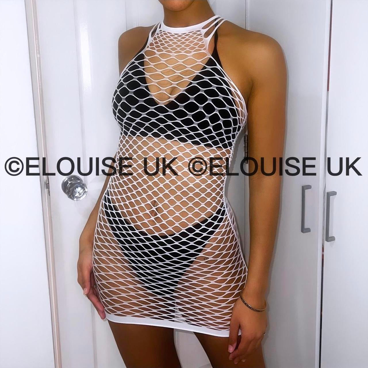 HALTER FISHNET DRESS - WHITE