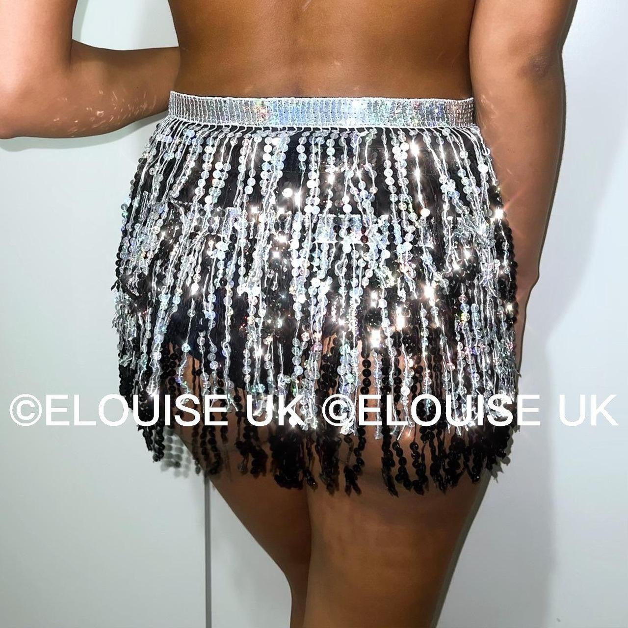 SEQUIN TASSEL SKIRT - BLACK & SILVER