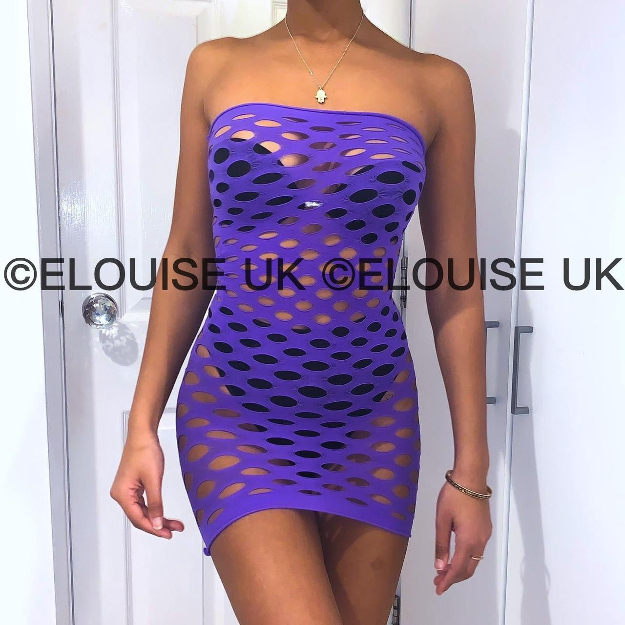 purple fishnet festival dress outfit