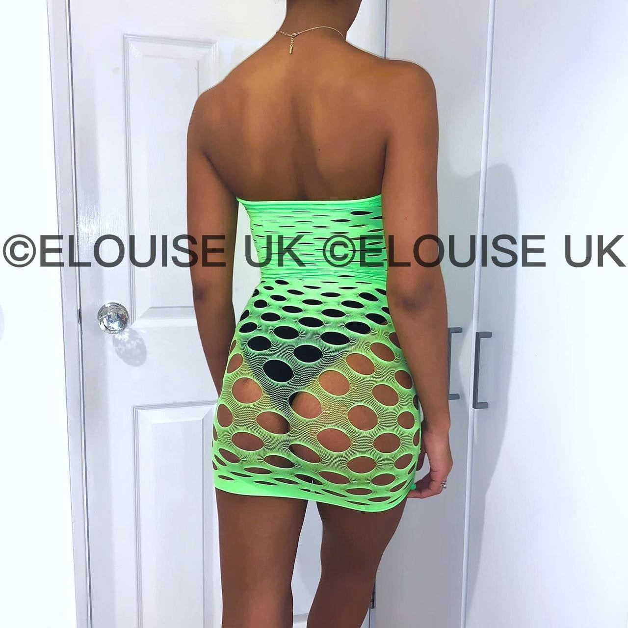 BANDEAU HOLE DRESS - NEON GREEN