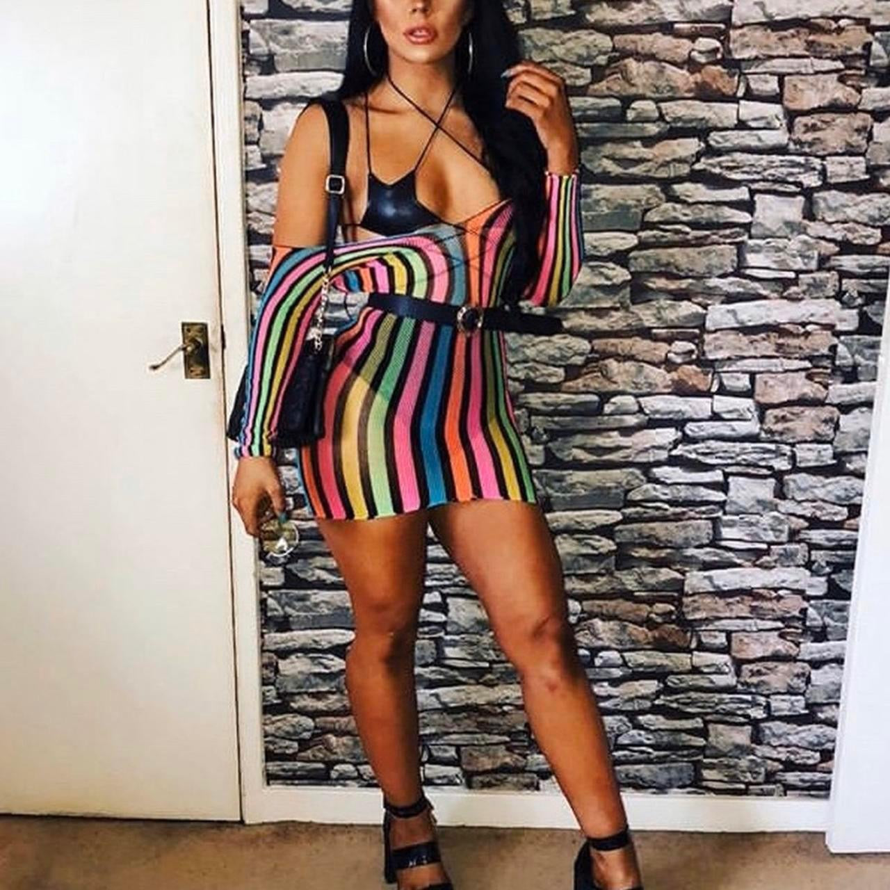 Fishnet rainbow dress sale