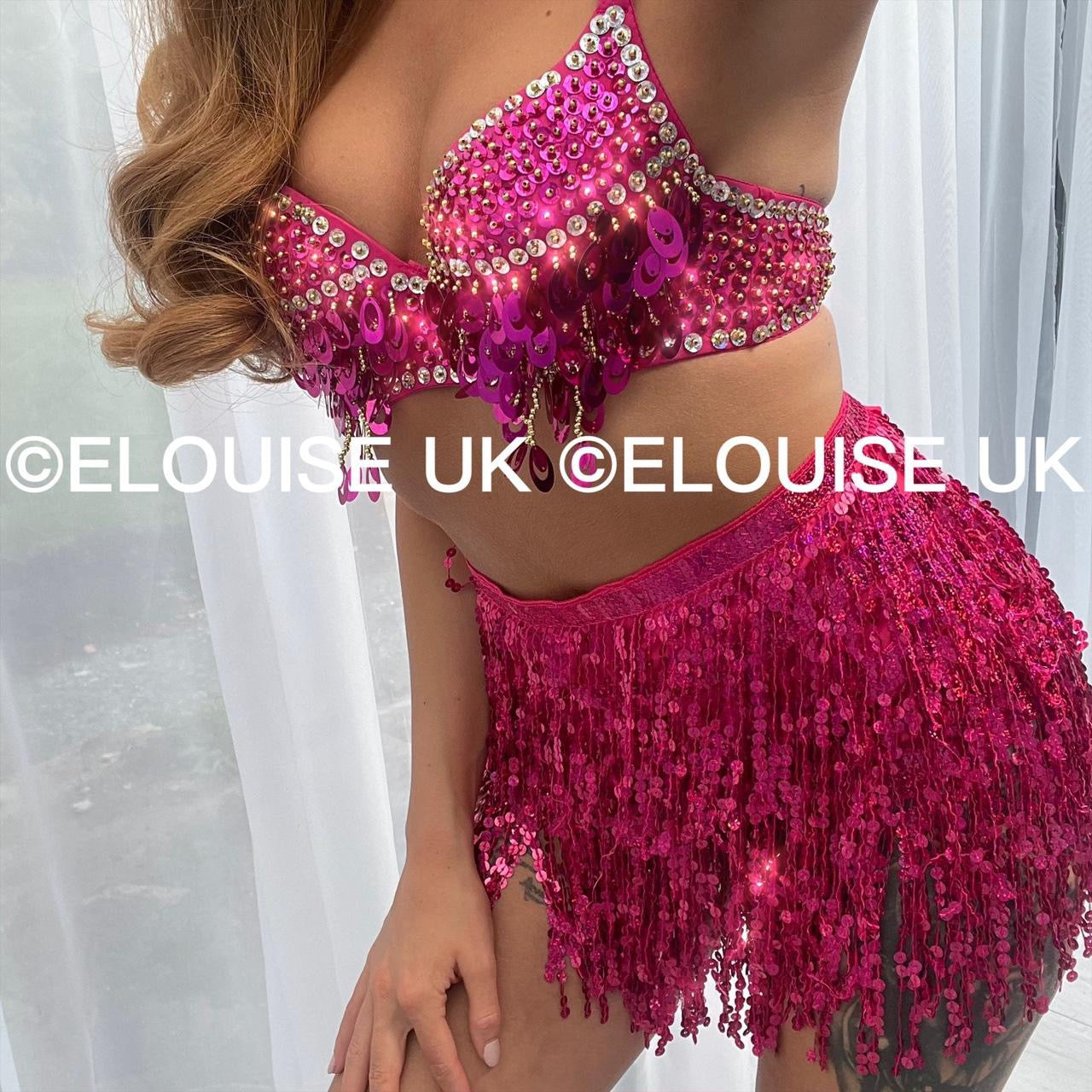 SEQUIN BRA - HOT PINK