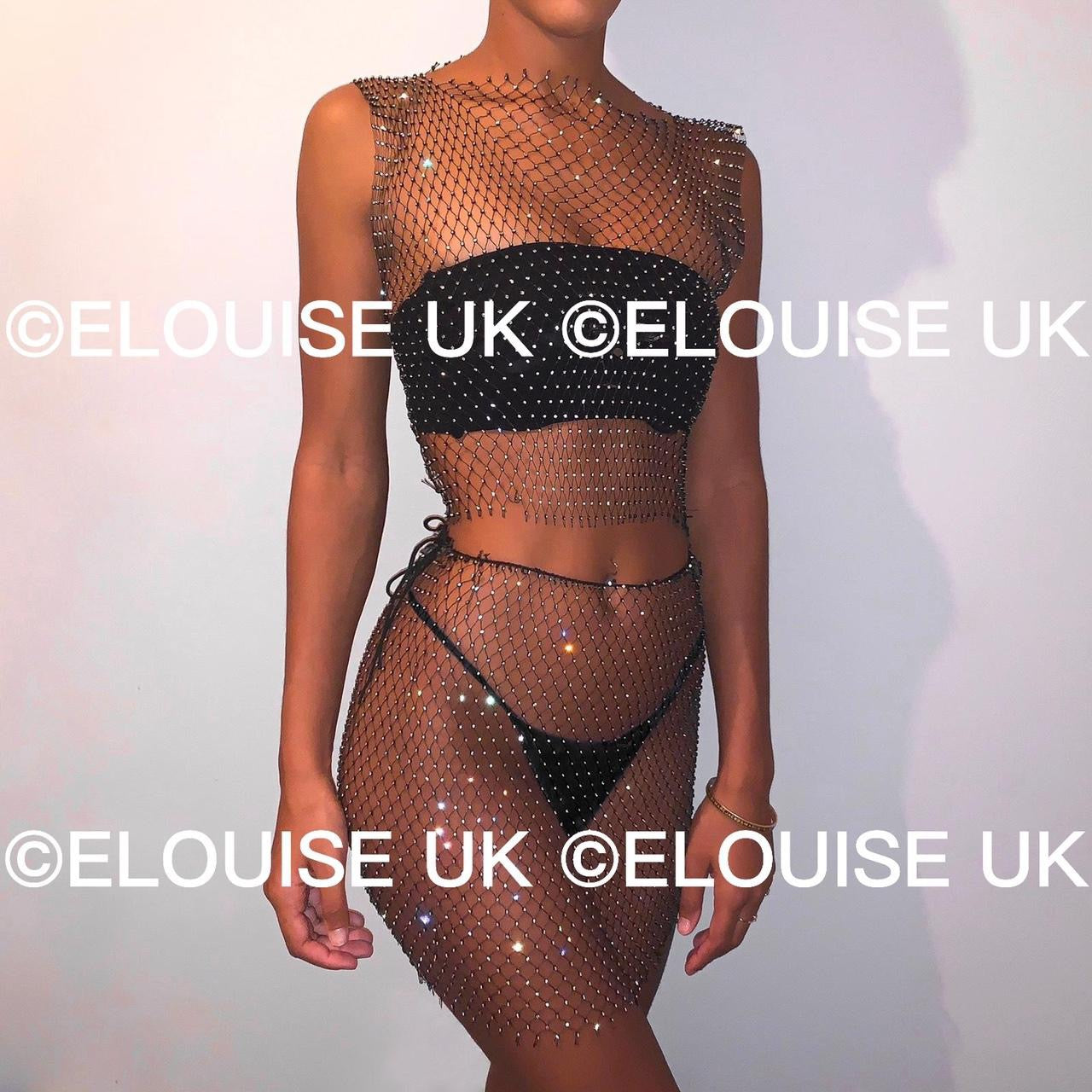 DIAMANTÉ MESH OVERLAY - BLACK