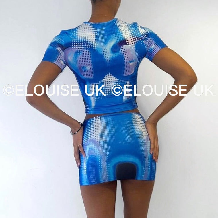 "Rhea" Body Print Dos piezas - Azul