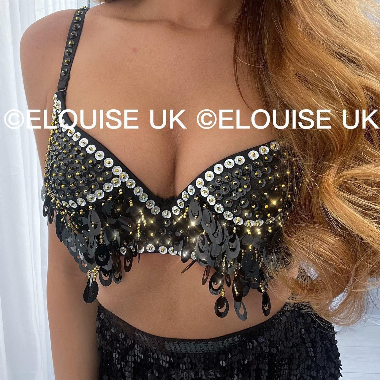 SEQUIN BRA - BLACK