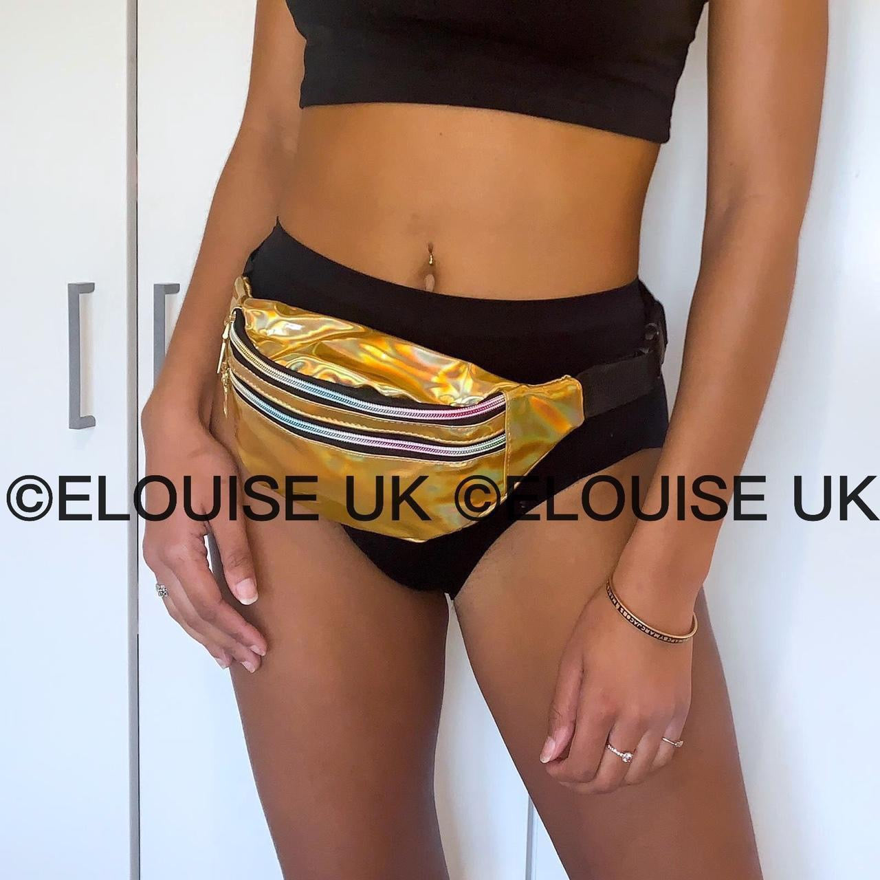 HOLOGRAPHIC BUM BAG GOLD ELOUISE UK