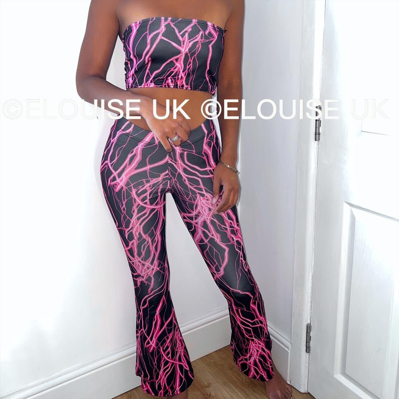 Festival Two Piece Lightning Print Co Ord Festival Rave Outfit