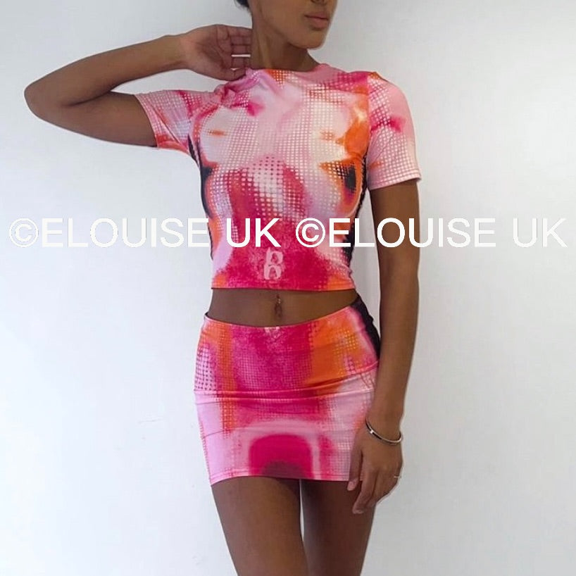 “RHEA” BODY PRINT TWO PIECE - PINK