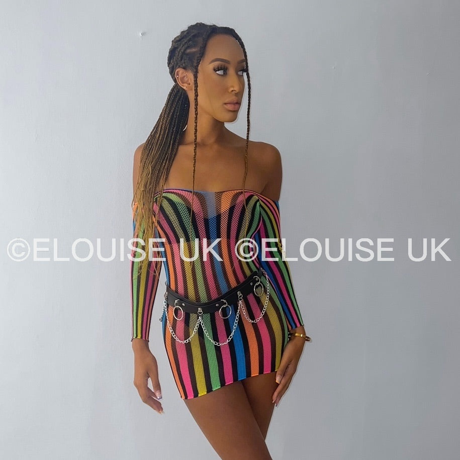 Fishnet rainbow outlet dress