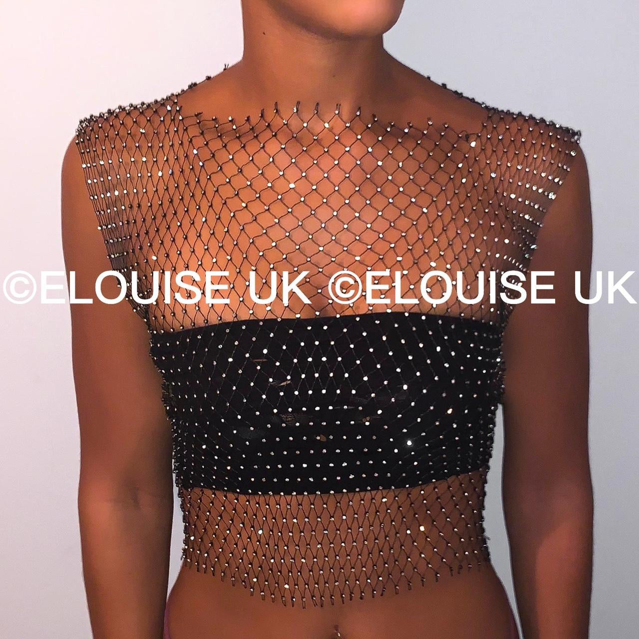 DIAMANTÉ MESH OVERLAY - BLACK