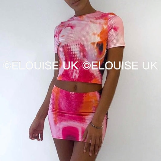 “RHEA” BODY PRINT TWO PIECE - PINK