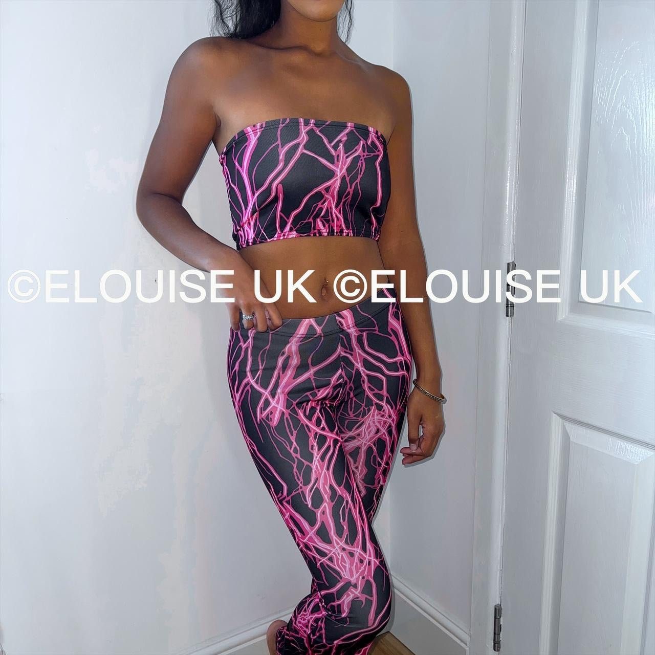 Festival Two Piece Lightning Print Co Ord Festival Rave Outfit