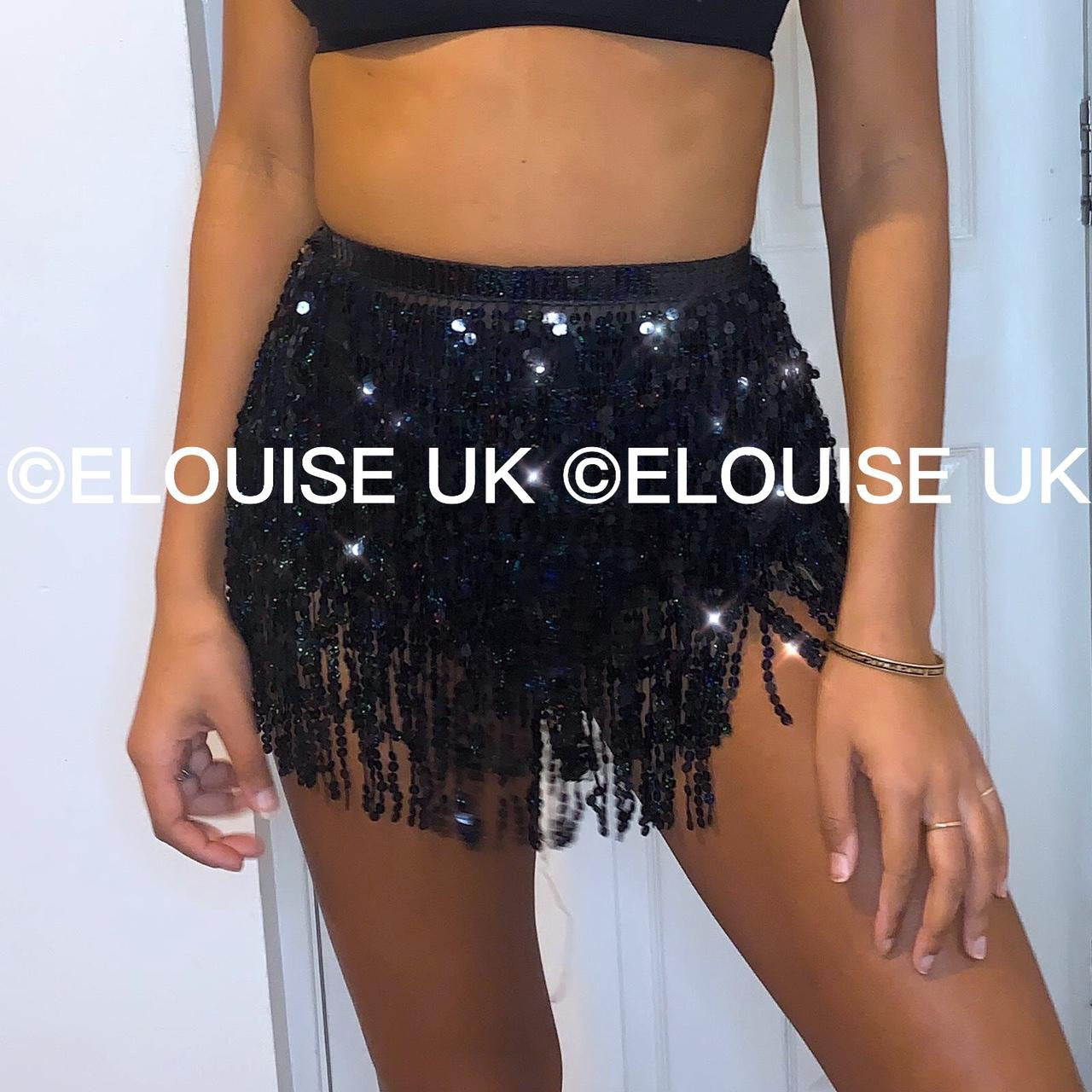 Black sequin tassel clearance skirt