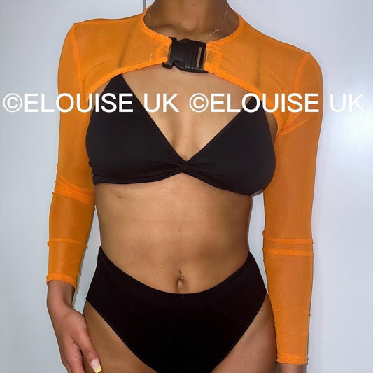 MESH BUCKLE EXTREME CROP TOP - ORANGE