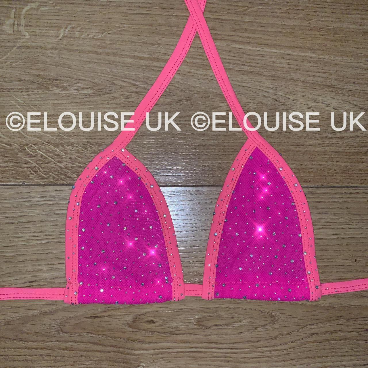 RHINESTONE FISHNET BRALET - PINK