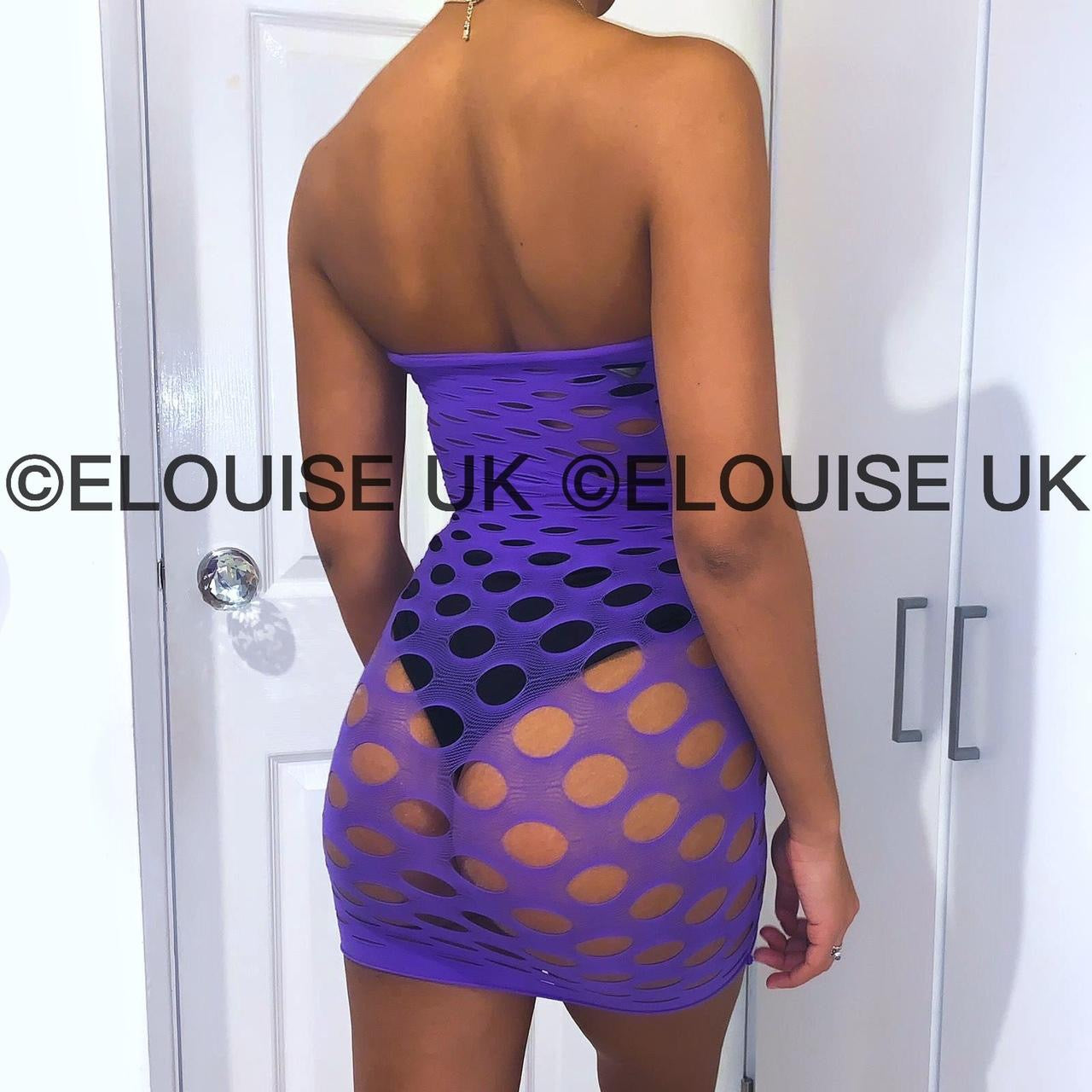 purple fishnet festival dress outfit