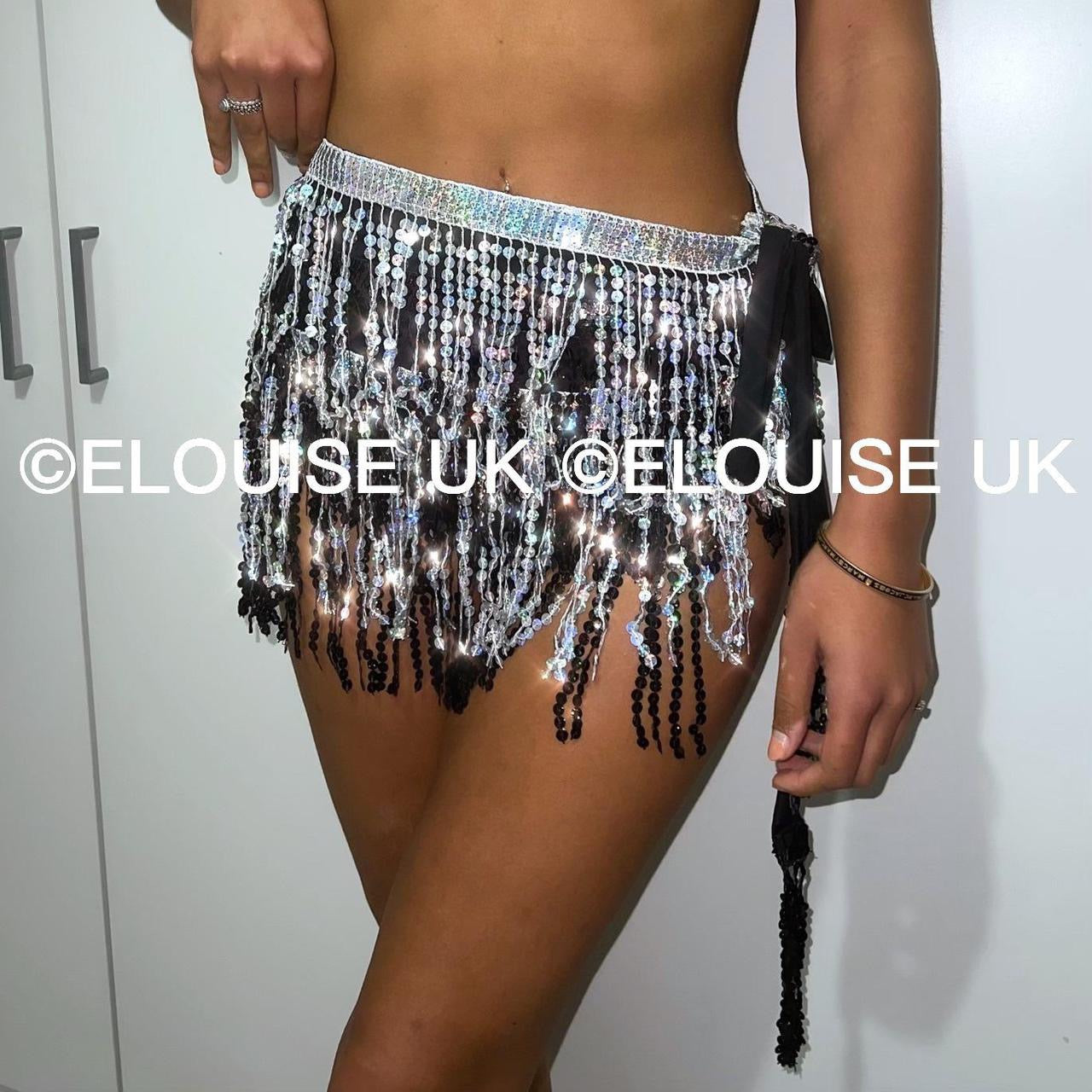 SEQUIN TASSEL SKIRT - BLACK & SILVER