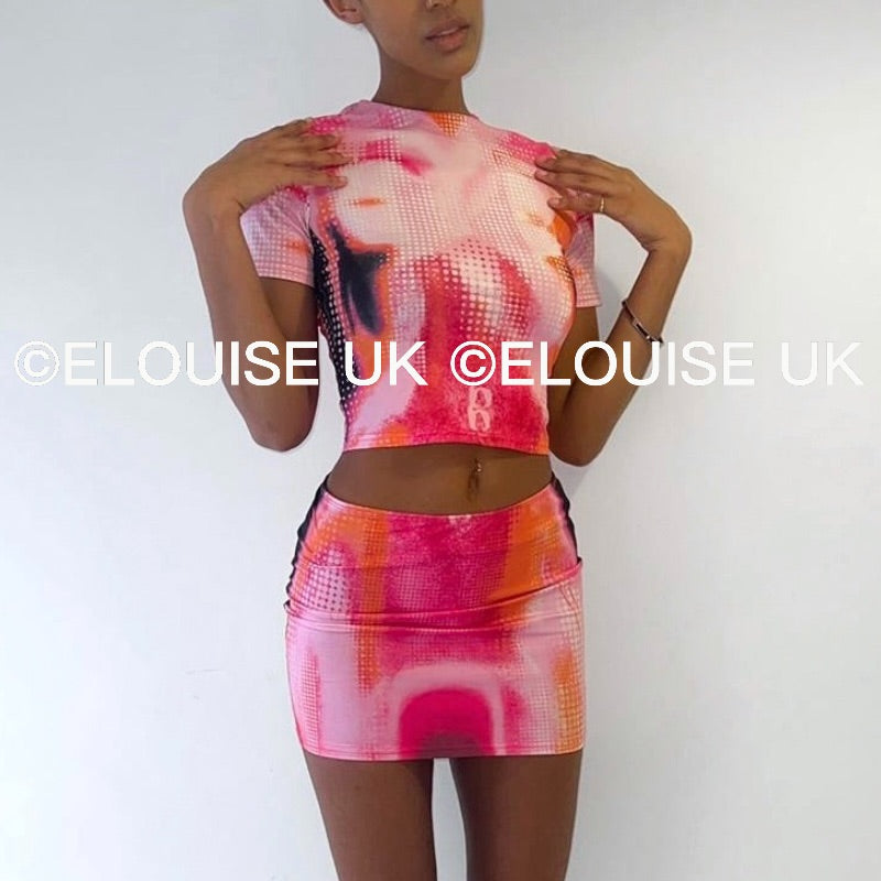 “RHEA” BODY PRINT TWO PIECE - PINK