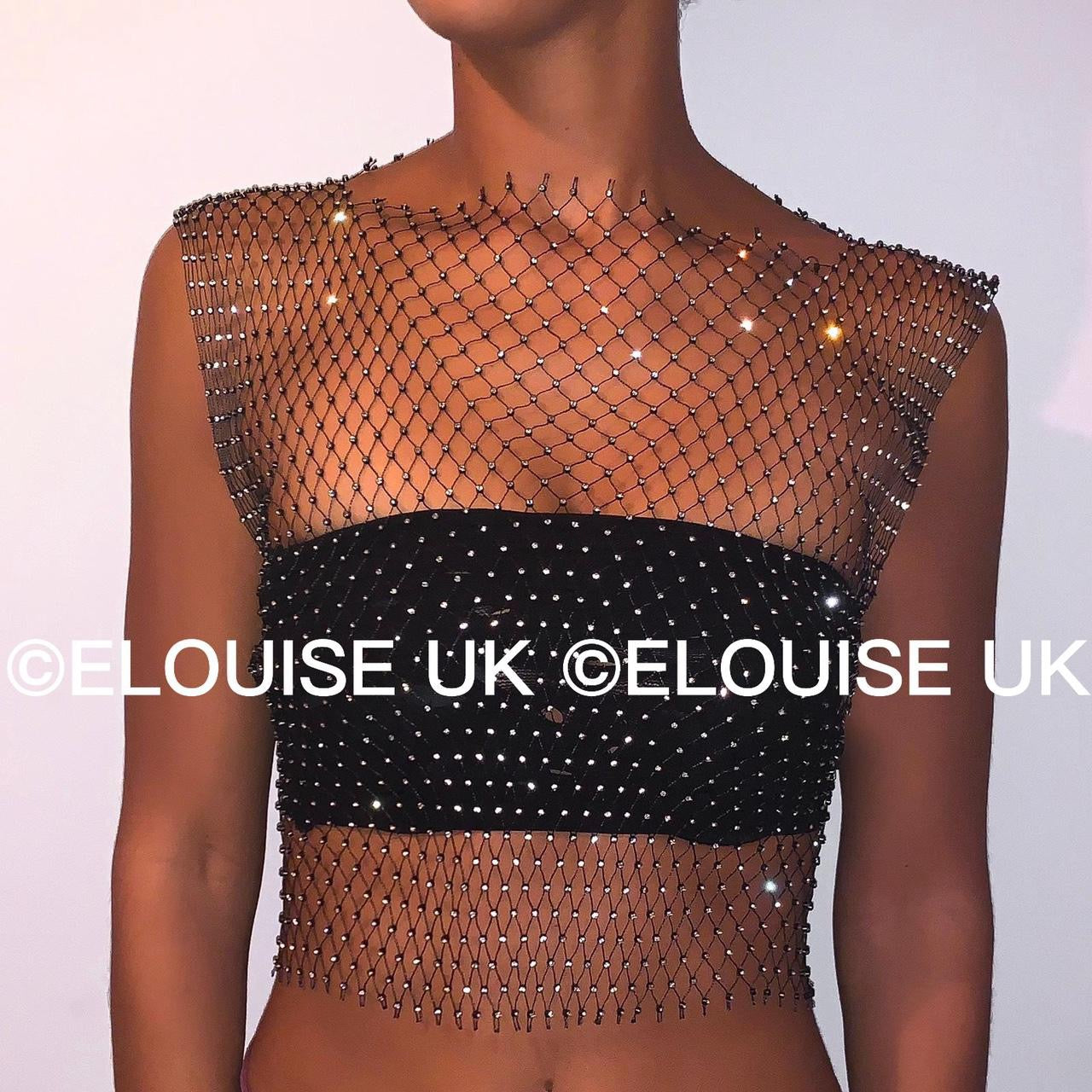 DIAMANTÉ MESH OVERLAY - BLACK