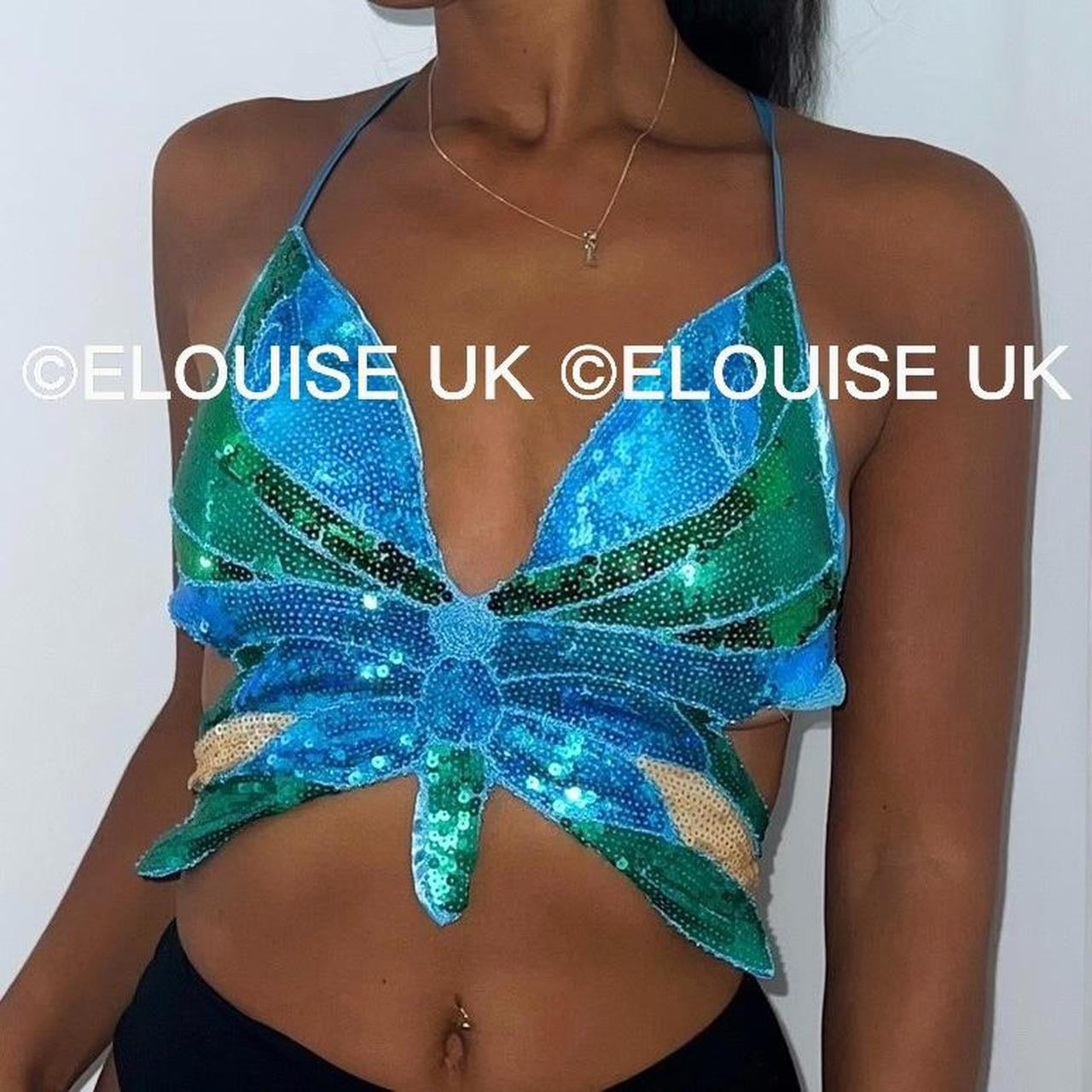 butterfly sequin festival crop top