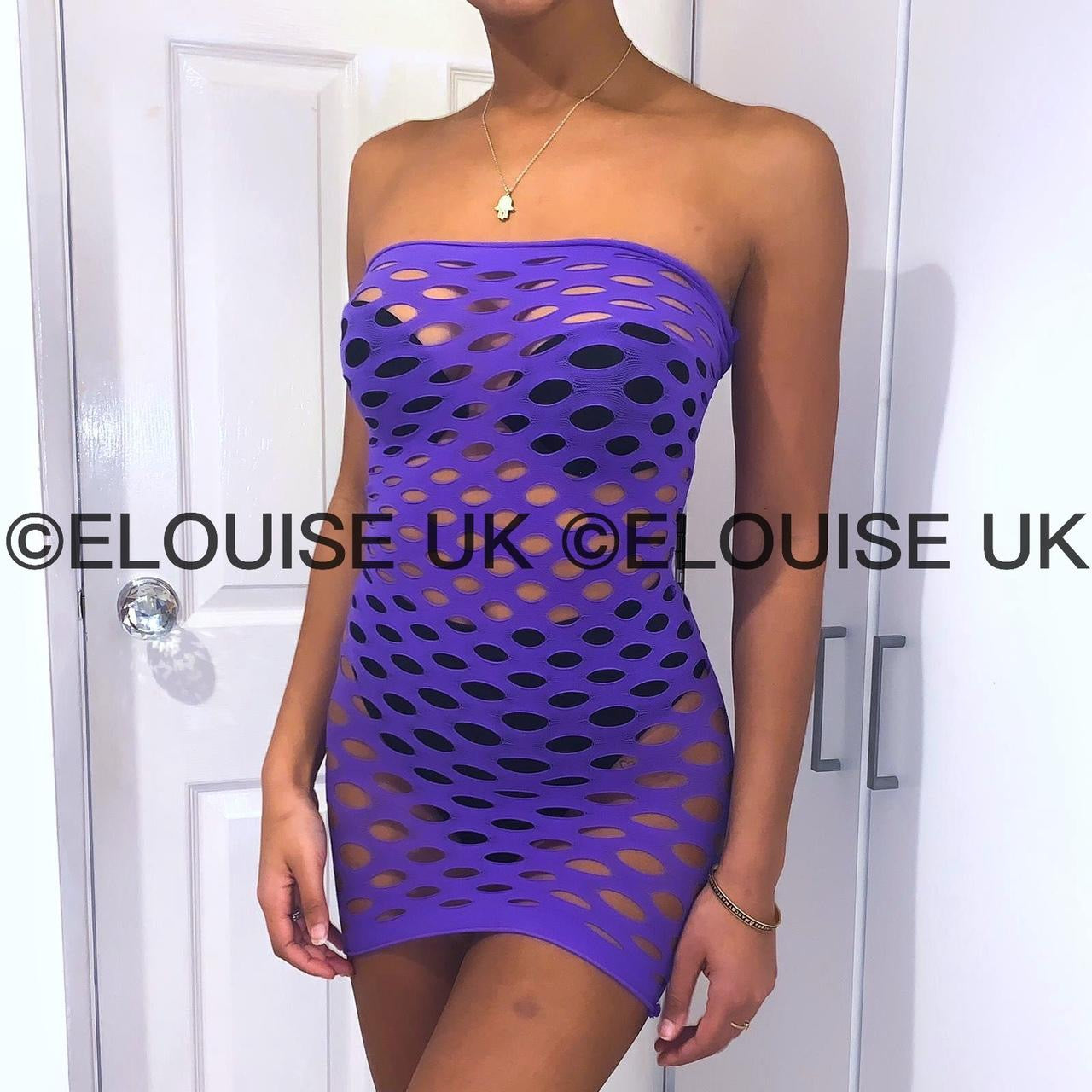 purple fishnet festival dress outfit