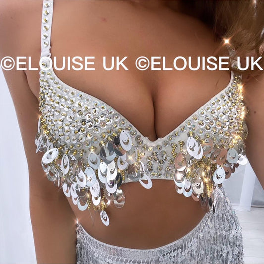 SEQUIN BRA - SILVER