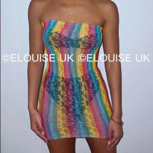 RAINBOW BANDEAU DRESS