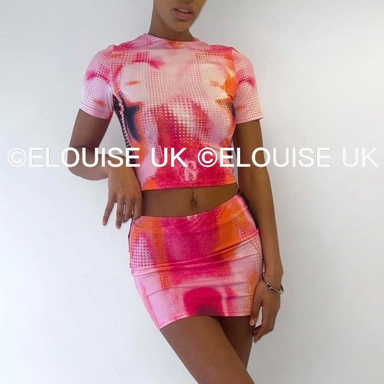 “RHEA” BODY PRINT TWO PIECE - PINK